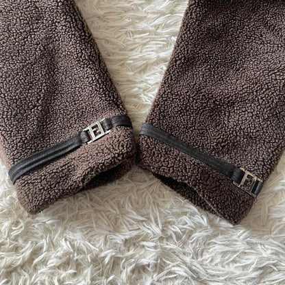 FENDI sheepskin Coat FF FREE SIZE Brown Authentic
