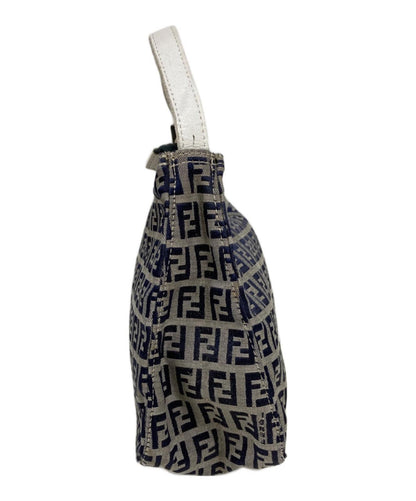 FENDI Hand Bag Tote Purse FF Zucchino White Navy Authentic