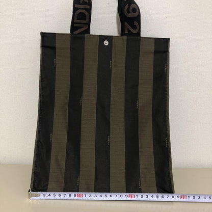 FENDI Hand Bag Tote Purse Pecan Nylon Leather PVC Canvas Khaki Authentic