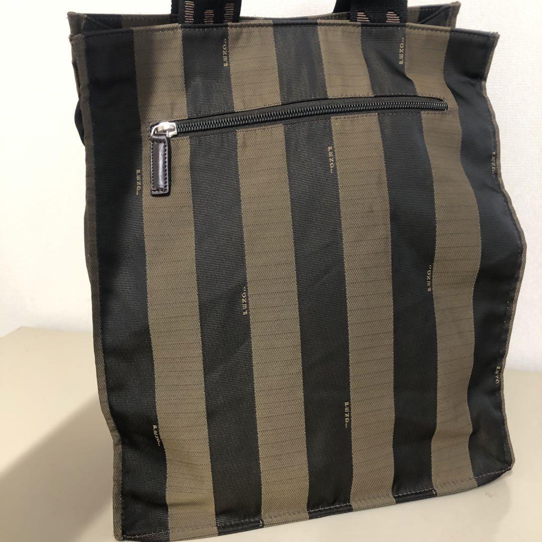 FENDI Hand Bag Tote Purse Pecan Nylon Leather PVC Canvas Khaki Authentic