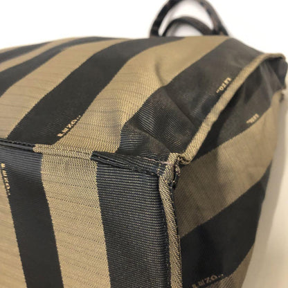 FENDI Hand Bag Tote Purse Pecan Nylon Leather PVC Canvas Khaki Authentic