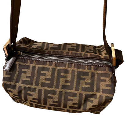 FENDI Accessory Pouch Shoulder Bag FF Zucca Nylon Canvas Authentic