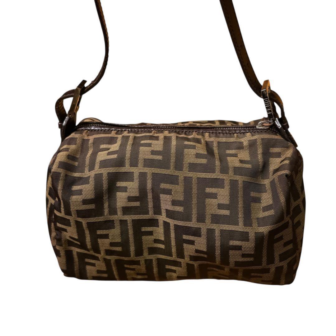 FENDI Accessory Pouch Shoulder Bag FF Zucca Nylon Canvas Authentic