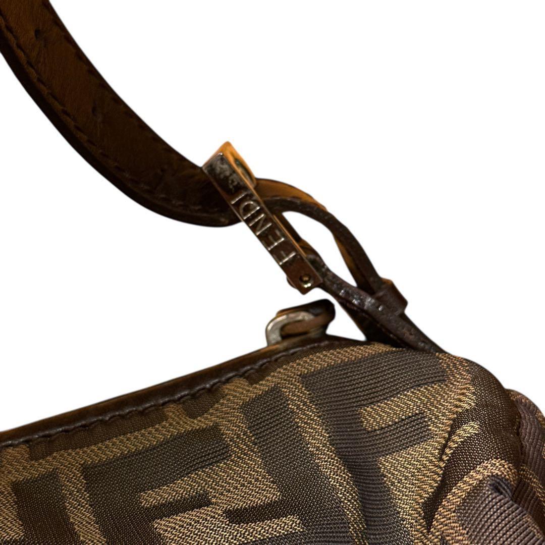 FENDI Accessory Pouch Shoulder Bag FF Zucca Nylon Canvas Authentic