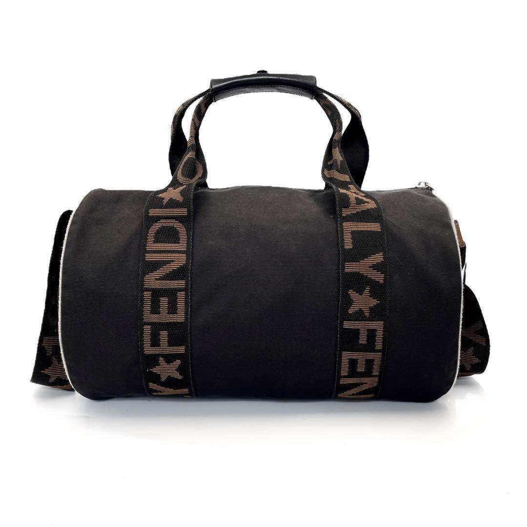 FENDI Mini Boston Bag Hand Tote Purse 2way Logo Black Brown Authentic