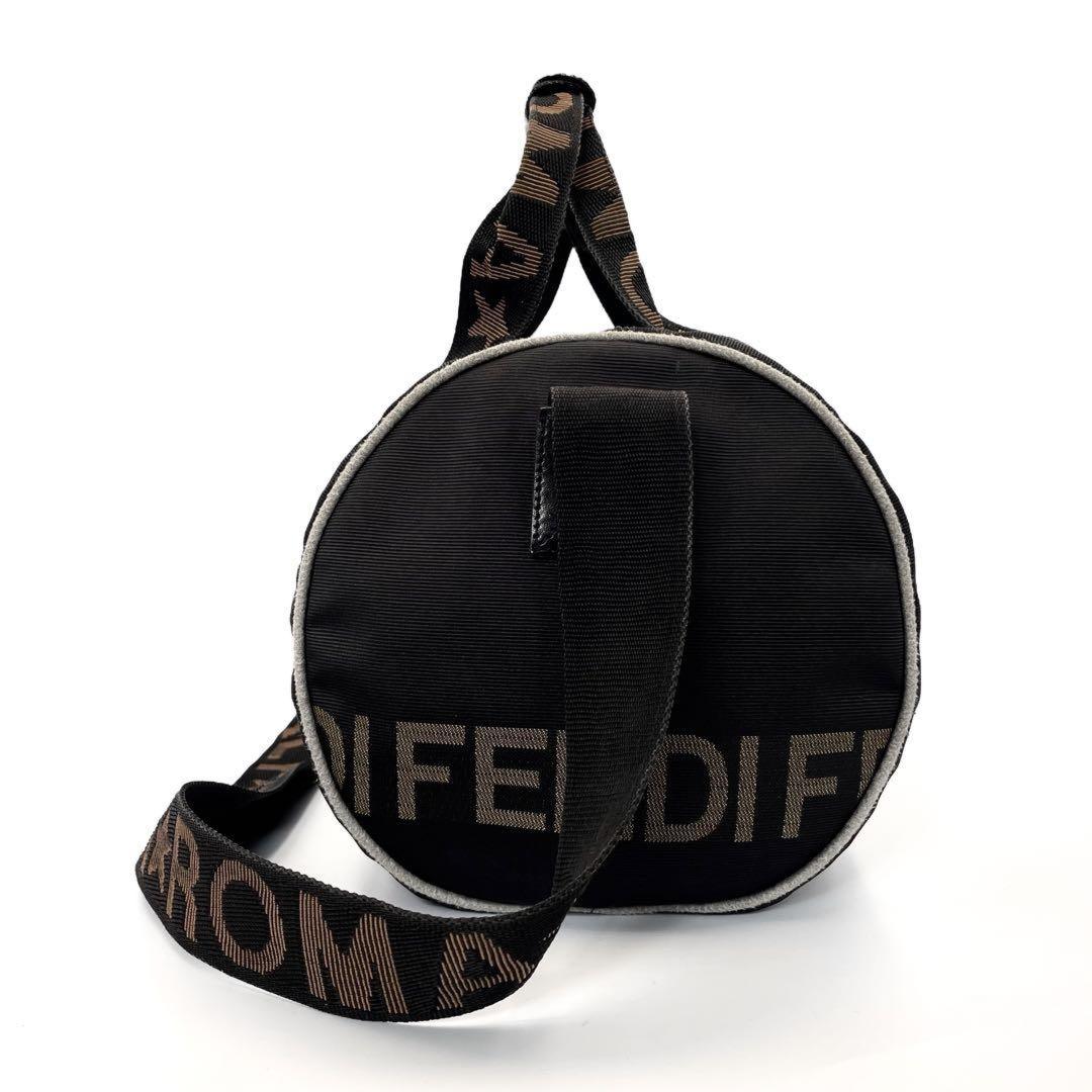 FENDI Mini Boston Bag Hand Tote Purse 2way Logo Black Brown Authentic
