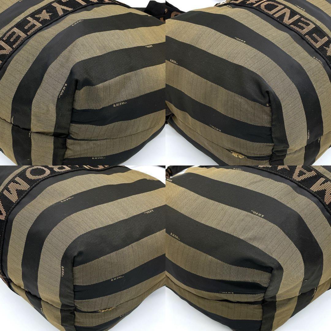 FENDI Boston Bag Logo Pecan Nylon Black Brown Authentic