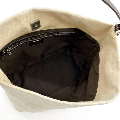 FENDI Hand Bag Tote Purse FF Zucca Canvas Beige Authentic