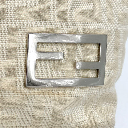 FENDI Hand Bag Tote Purse FF Zucca Canvas Beige Authentic