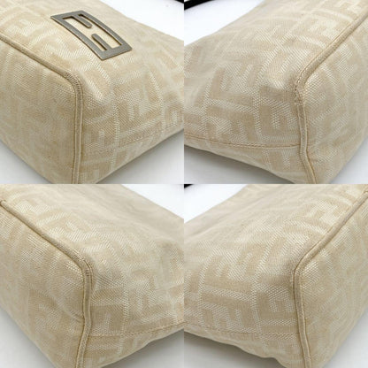 FENDI Hand Bag Tote Purse FF Zucca Canvas Beige Authentic