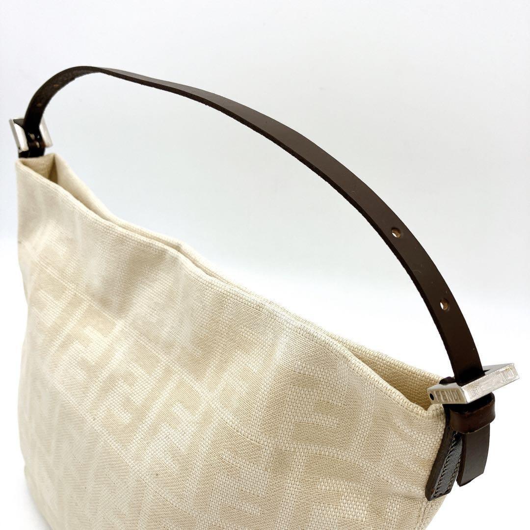 FENDI Hand Bag Tote Purse FF Zucca Canvas Beige Authentic