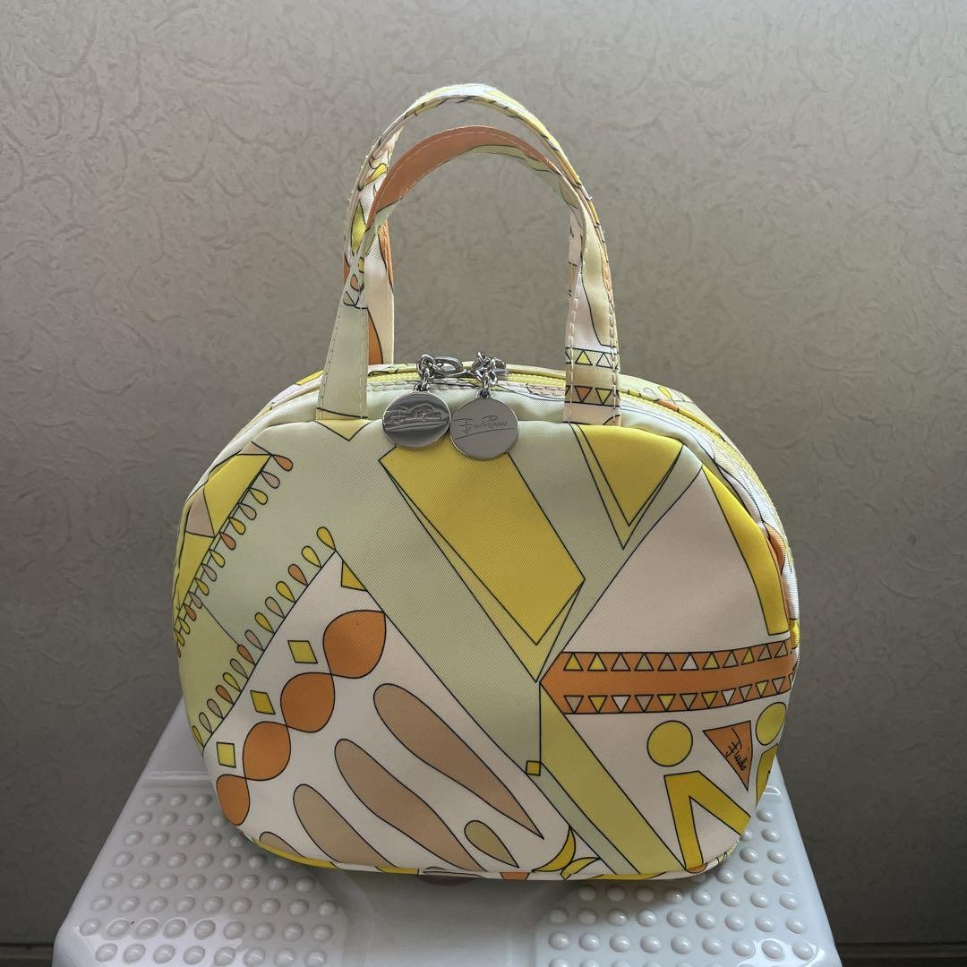 EMILIO PUCCI Hand Bag Tote Purse Yellow Multicolor Authentic