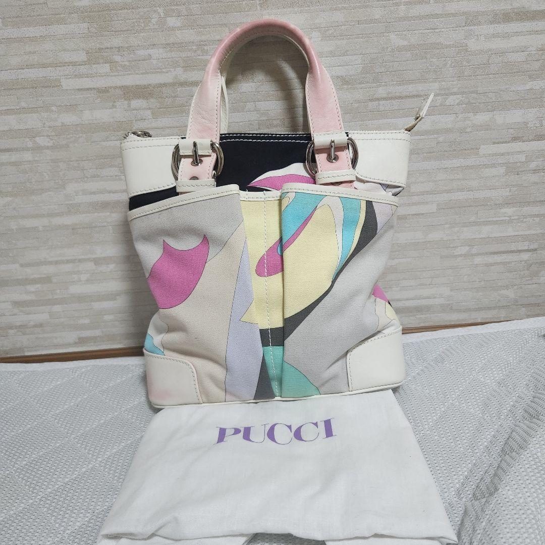 EMILIO PUCCI Hand Bag Tote Purse Multicolor Authentic