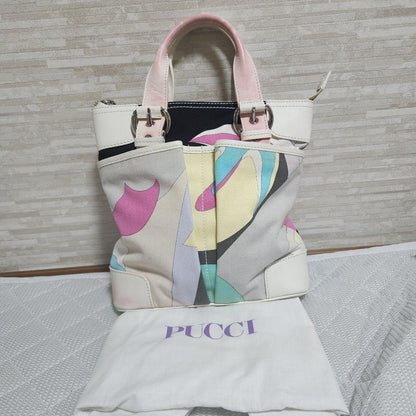 EMILIO PUCCI Hand Bag Tote Purse Multicolor Authentic
