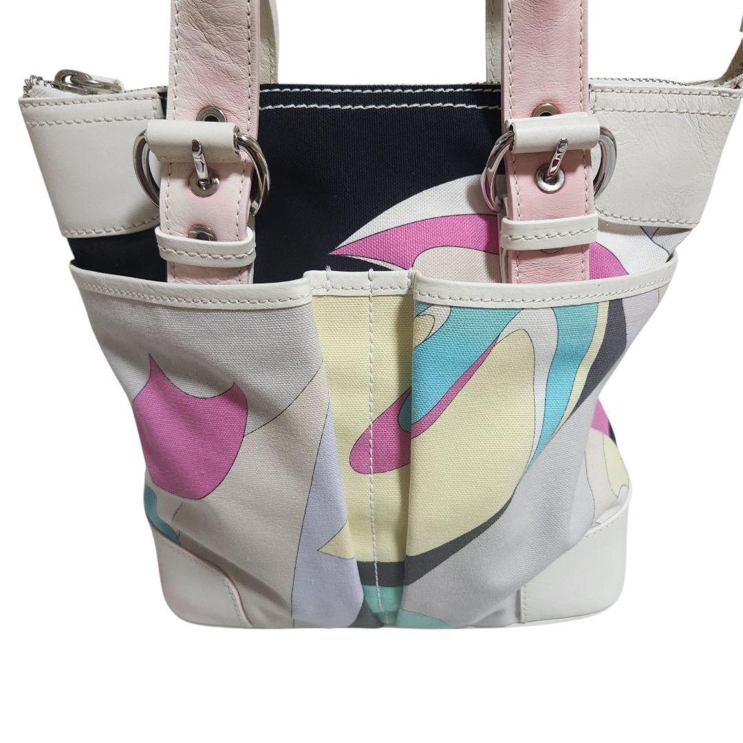 EMILIO PUCCI Hand Bag Tote Purse Multicolor Authentic