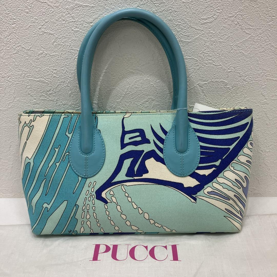EMILIO PUCCI Hand Bag Tote Purse Canvas Multicolor Authentic