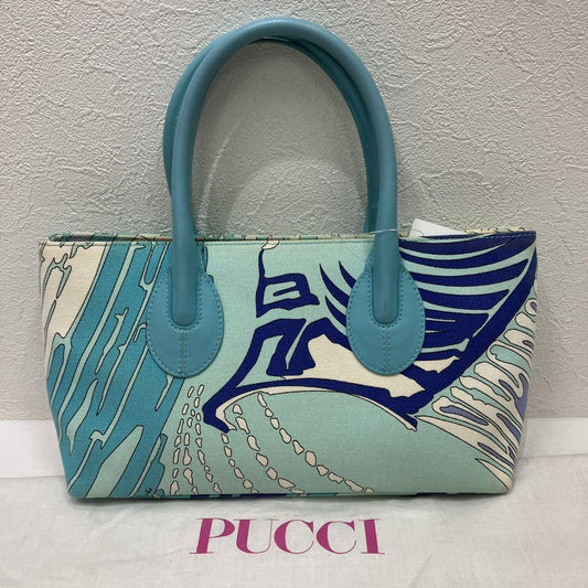 EMILIO PUCCI Hand Bag Tote Purse Canvas Multicolor Authentic