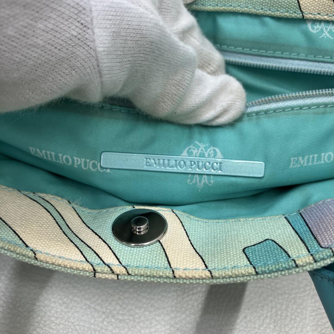 EMILIO PUCCI Hand Bag Tote Purse Canvas Multicolor Authentic