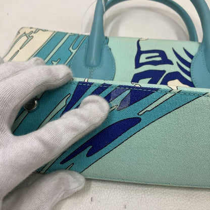 EMILIO PUCCI Hand Bag Tote Purse Canvas Multicolor Authentic