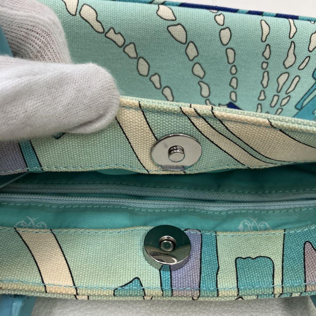EMILIO PUCCI Hand Bag Tote Purse Canvas Multicolor Authentic