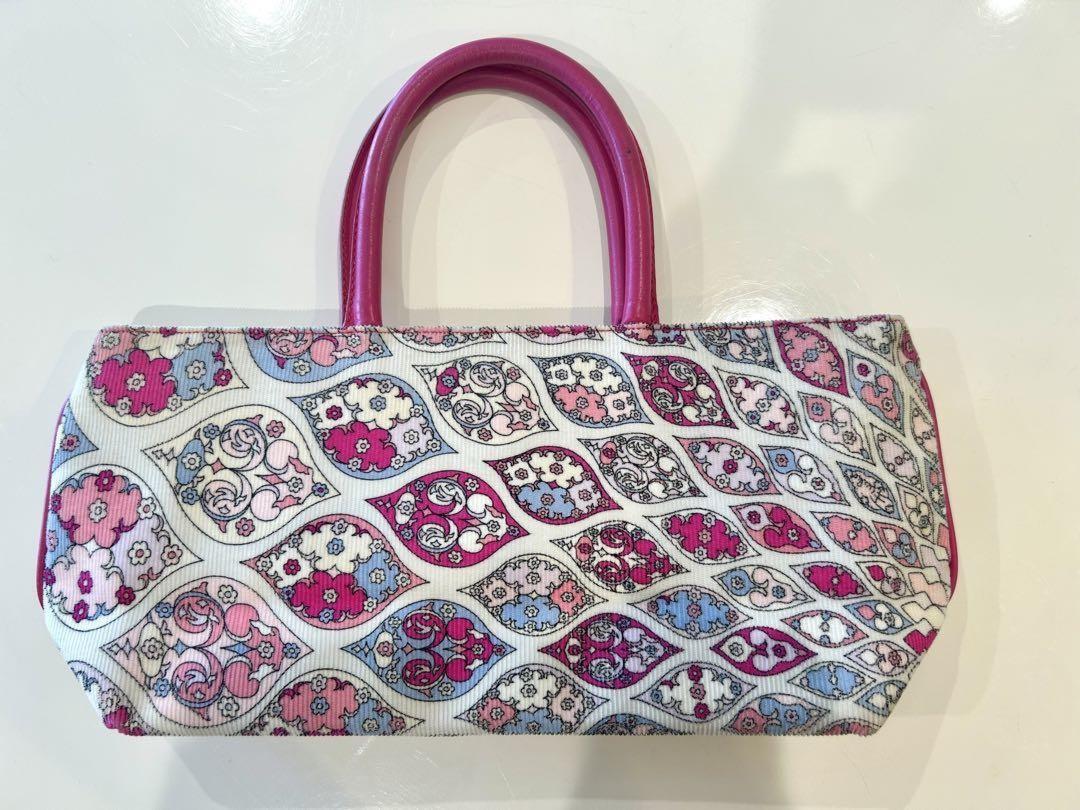 EMILIO PUCCI Hand Bag Tote Purse Pink Multicolor Authentic