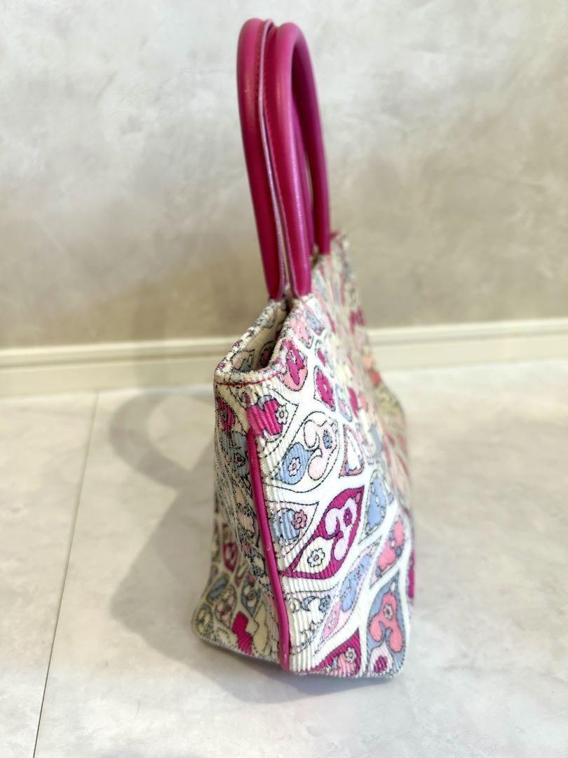 EMILIO PUCCI Hand Bag Tote Purse Pink Multicolor Authentic
