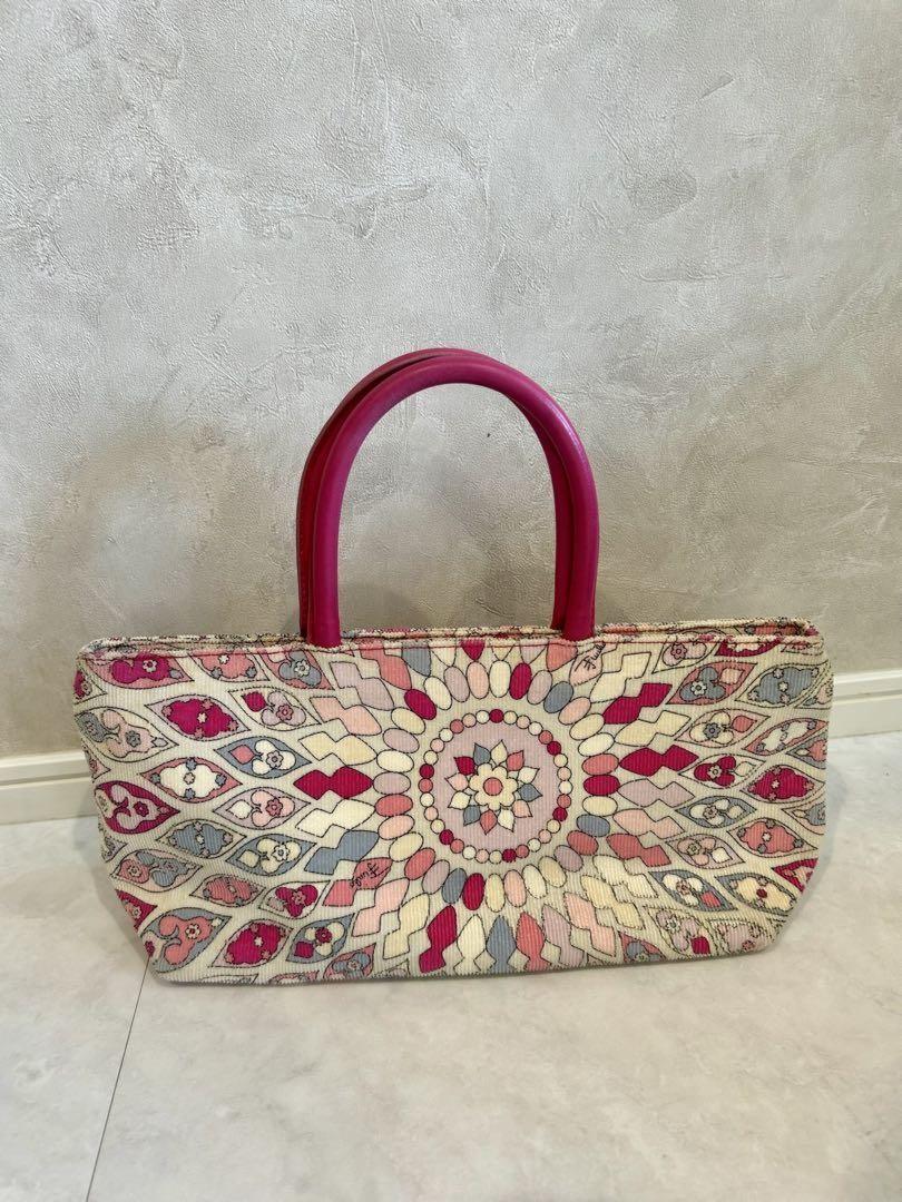 EMILIO PUCCI Hand Bag Tote Purse Pink Multicolor Authentic