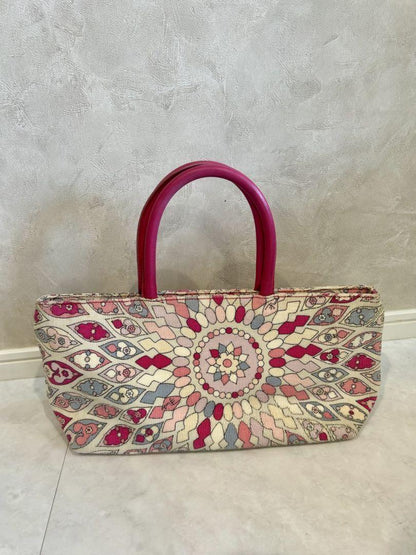 EMILIO PUCCI Hand Bag Tote Purse Pink Multicolor Authentic