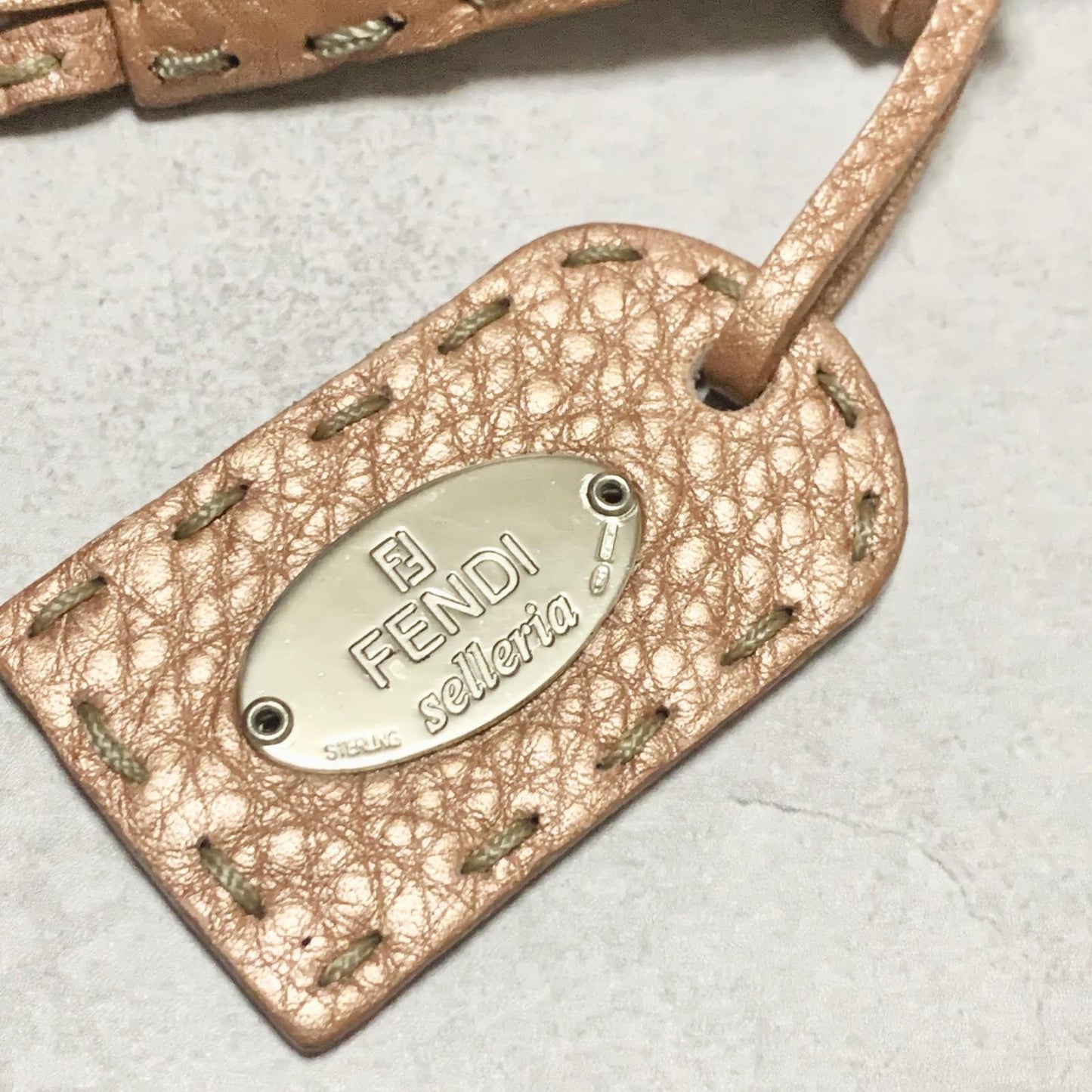 FENDI Bag Selleria Chain Shoulder Purse Leather Brown Silver Used Authentic