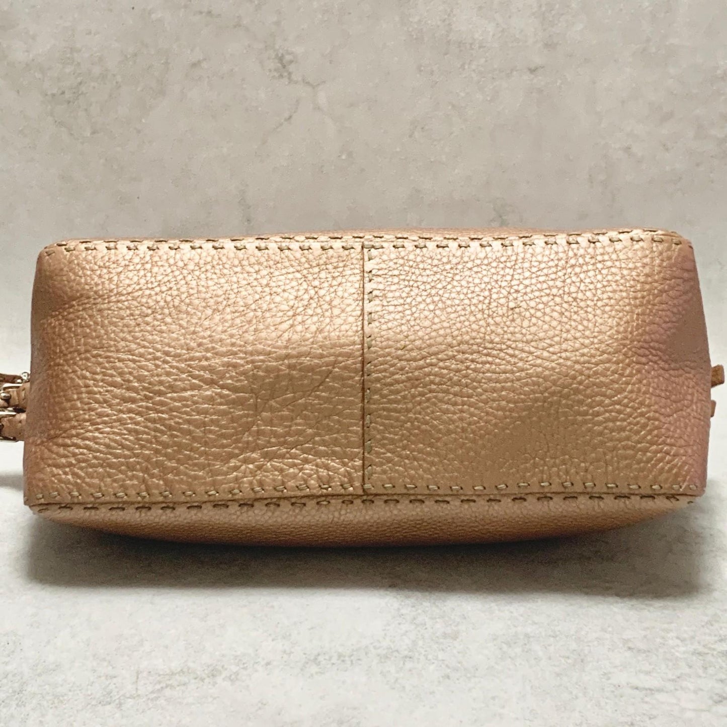 FENDI Bag Selleria Chain Shoulder Purse Leather Brown Silver Used Authentic