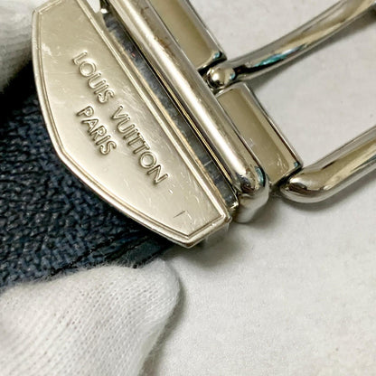 LOUIS VUITTON Damier Graphite Santur Sydney Belt M9708 Black SilverHardware PVC