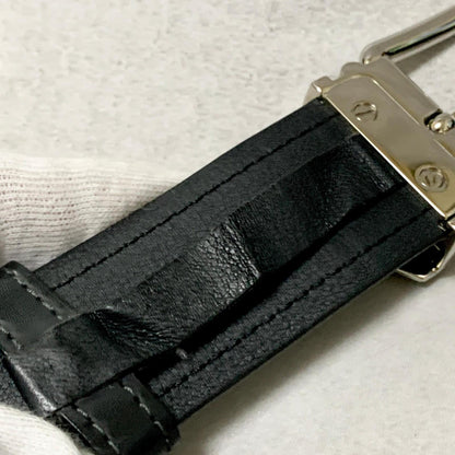 LOUIS VUITTON Damier Graphite Santur Sydney Belt M9708 Black SilverHardware PVC
