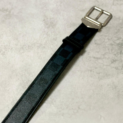 LOUIS VUITTON Damier Graphite Santur Sydney Belt M9708 Black SilverHardware PVC