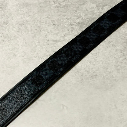 LOUIS VUITTON Damier Graphite Santur Sydney Belt M9708 Black SilverHardware PVC