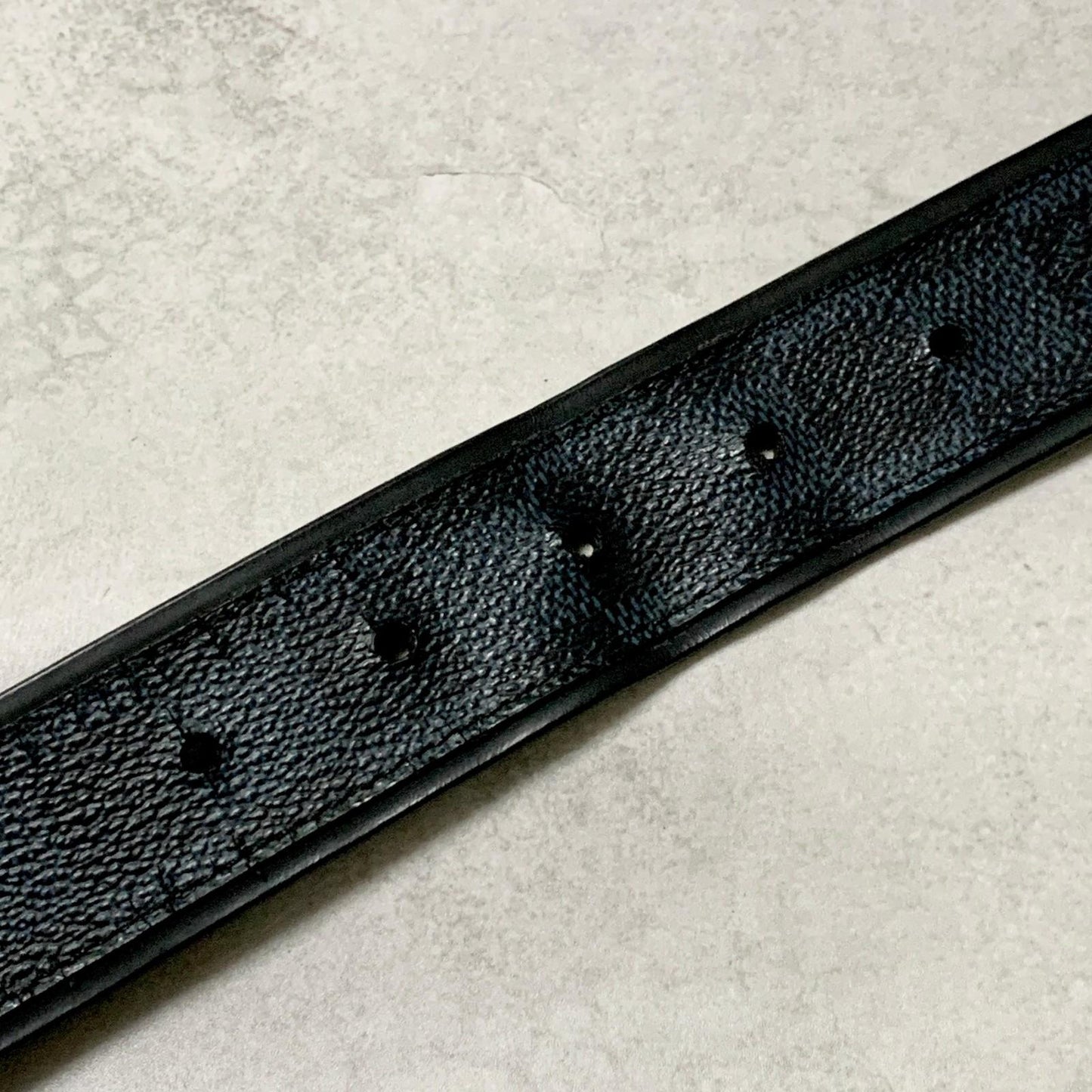 LOUIS VUITTON Damier Graphite Santur Sydney Belt M9708 Black SilverHardware PVC