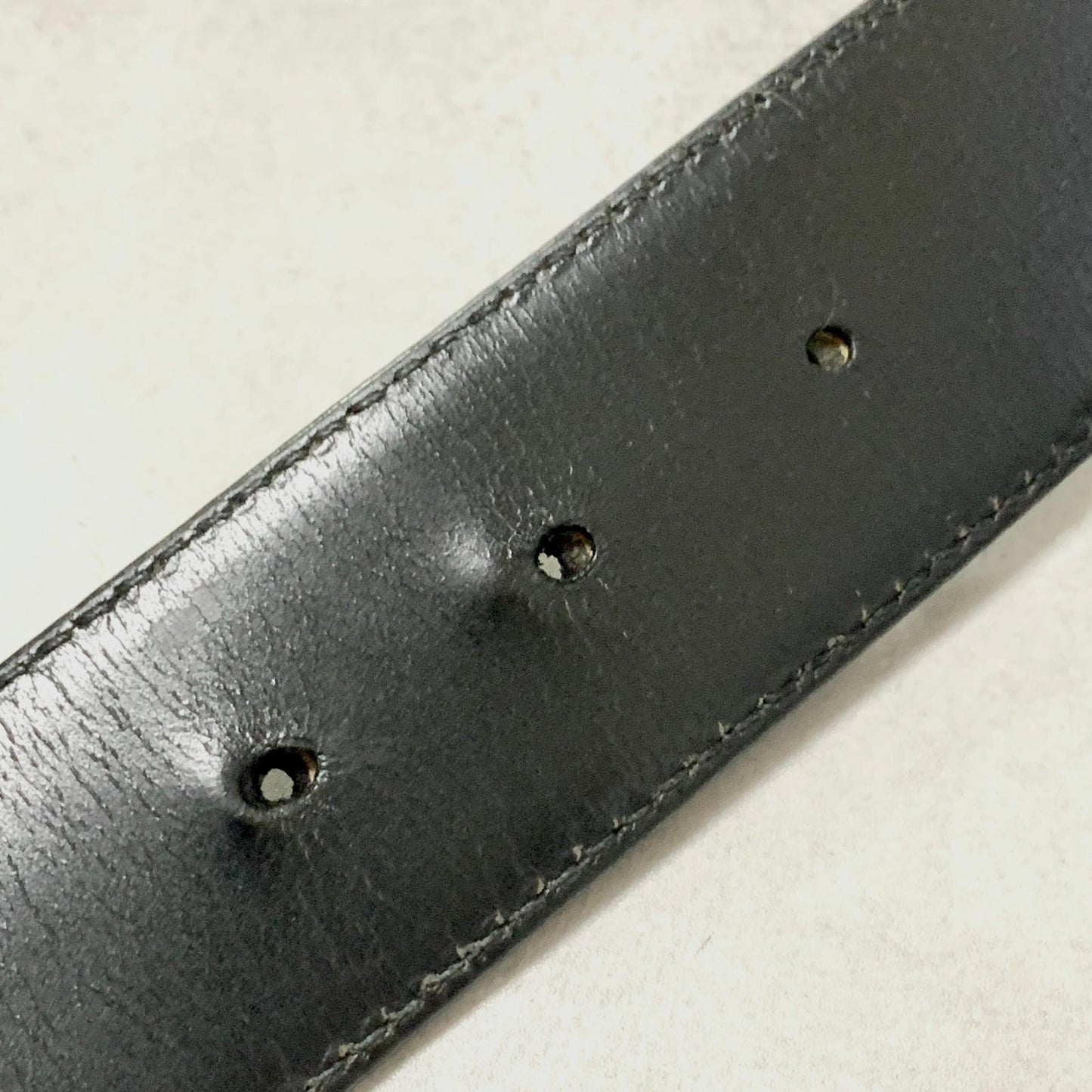 GUCCI Belt GG Shima Leather Black Silver Used Authentic