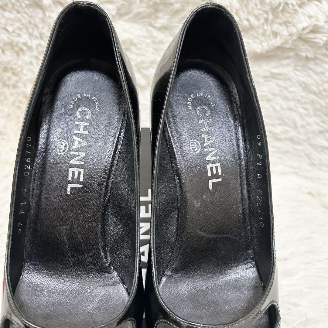 CHANEL Shoes Pumps Heel Cocomark EU 37 US 7 Black White Authentic