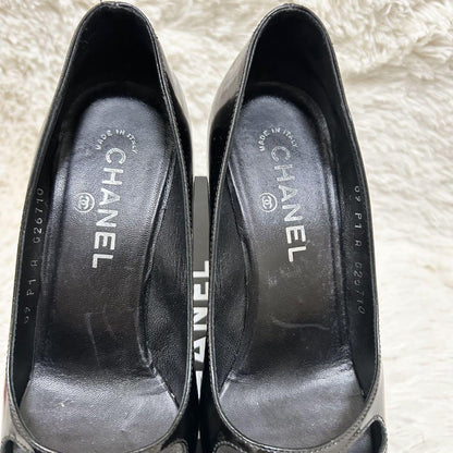 CHANEL Shoes Pumps Heel Cocomark EU 37 US 7 Black White Authentic