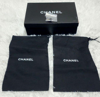 CHANEL Shoes Pumps Heel Cocomark EU 37 US 7 Suede Metal Black Authentic