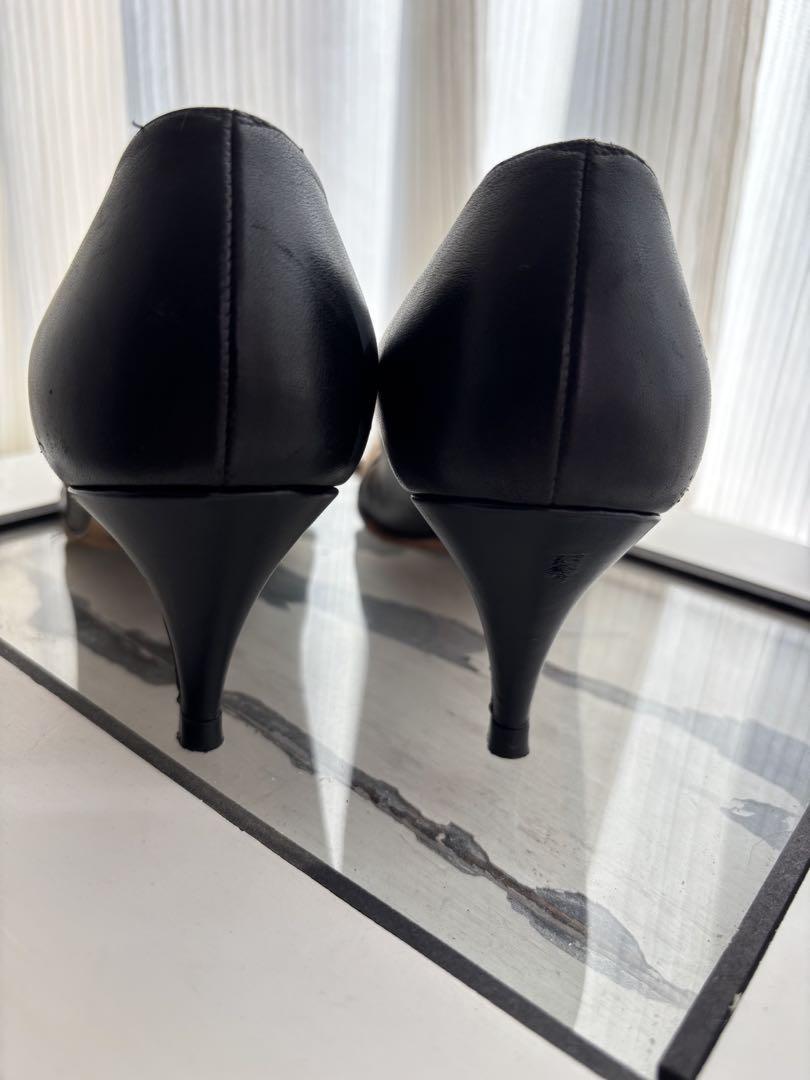 CHANEL Shoes Pumps Heel Cocomark EU 36 US 6 Beige Black Authentic