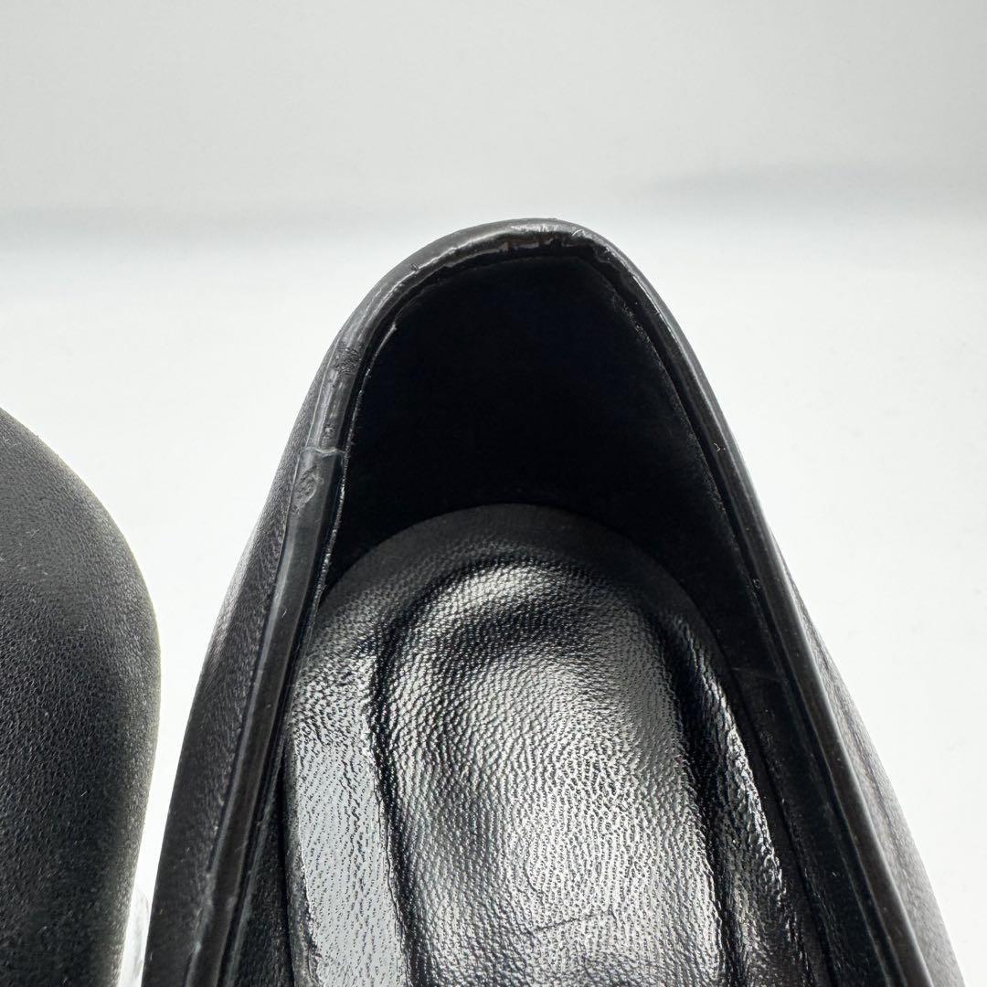 CHANEL Shoes Pumps Heel Cocomark EU 37 US 7 Leather Black Silver Authentic