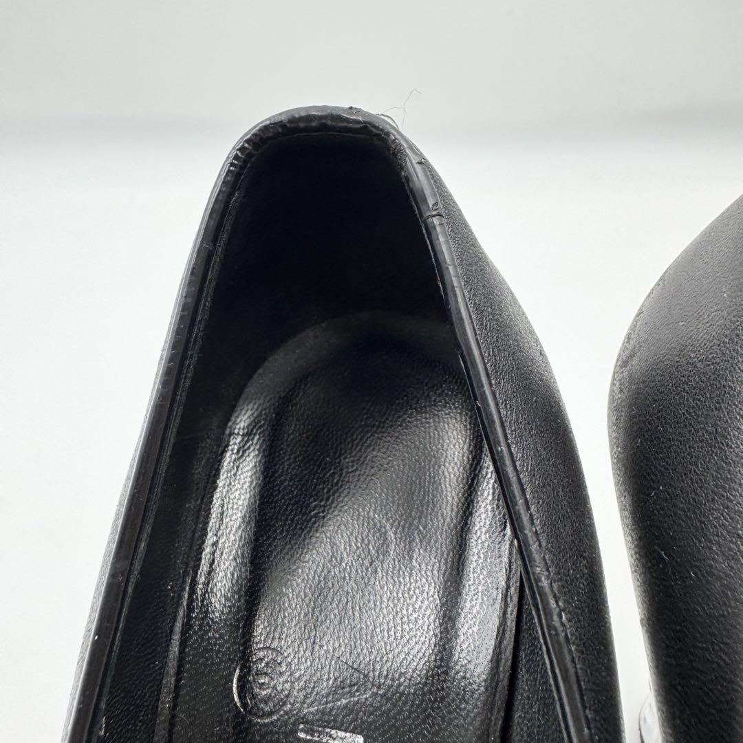 CHANEL Shoes Pumps Heel Cocomark EU 37 US 7 Leather Black Silver Authentic