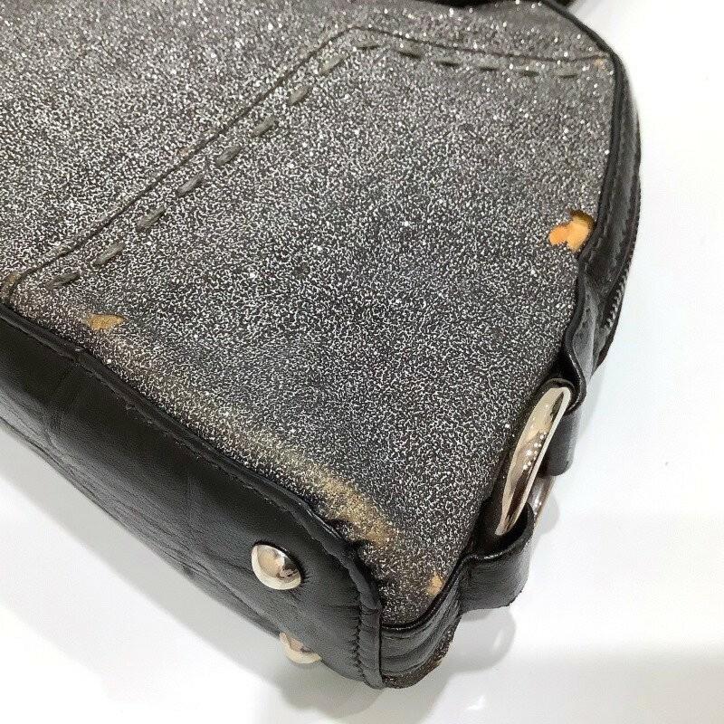 Saint Laurent Hand Bag Tote Purse Muse Leather Gray Glitter Authentic