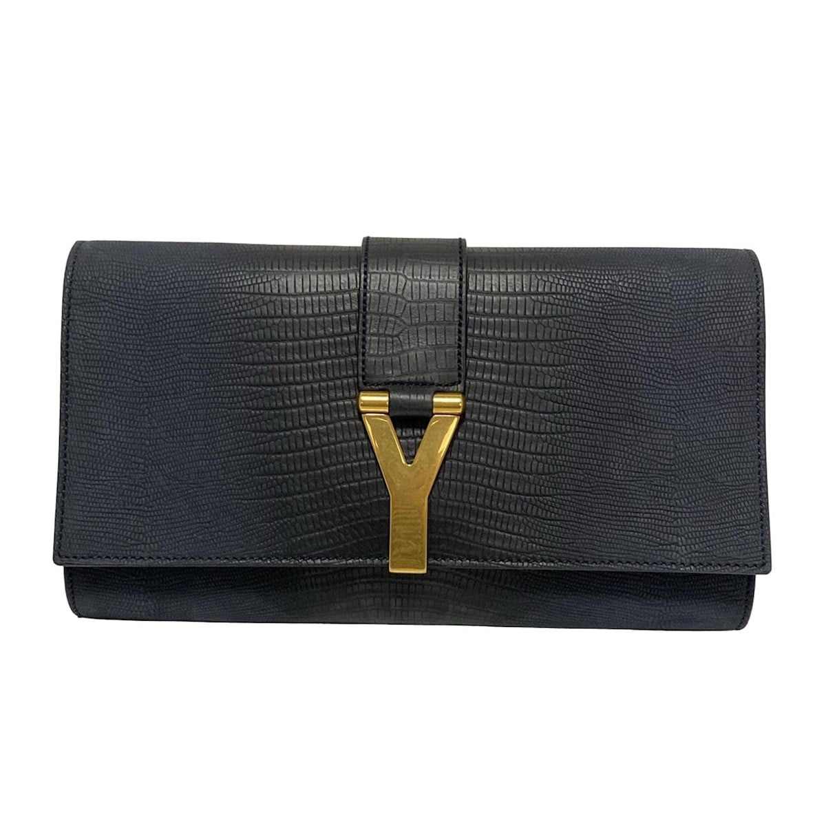 Saint Laurent rivegauche Clutch Bag Second Bag Leather Navy Authentic