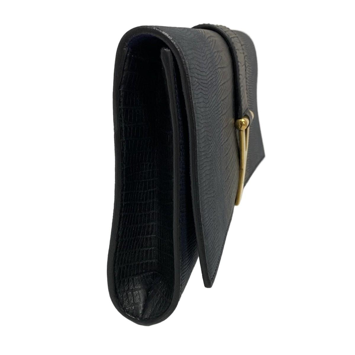 Saint Laurent rivegauche Clutch Bag Second Bag Leather Navy Authentic