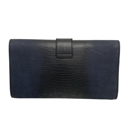 Saint Laurent rivegauche Clutch Bag Second Bag Leather Navy Authentic