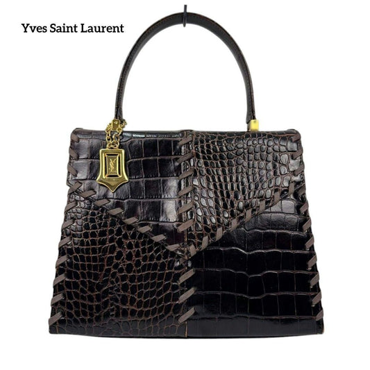 Saint Laurent Hand Bag Tote Purse Brown Authentic