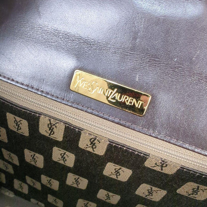 Saint Laurent Hand Bag Tote Purse Brown Authentic
