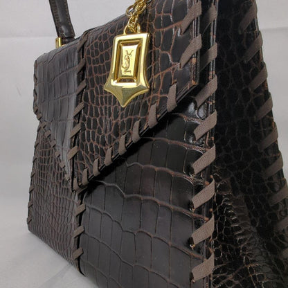 Saint Laurent Hand Bag Tote Purse Brown Authentic