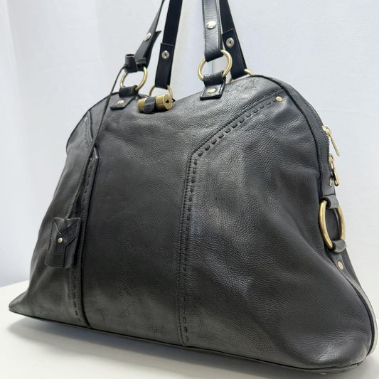 Saint Laurent Hand Bag Tote Purse Muse Leather Black Authentic